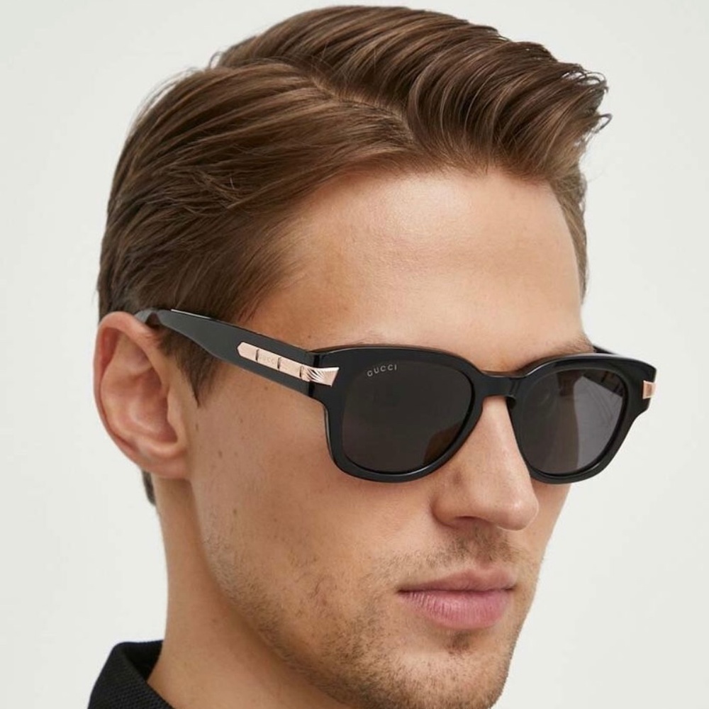 NEW GG1518S 001 GUCCI BLACK GOLD GREY SQUARE UNISEX SUNGLASSES